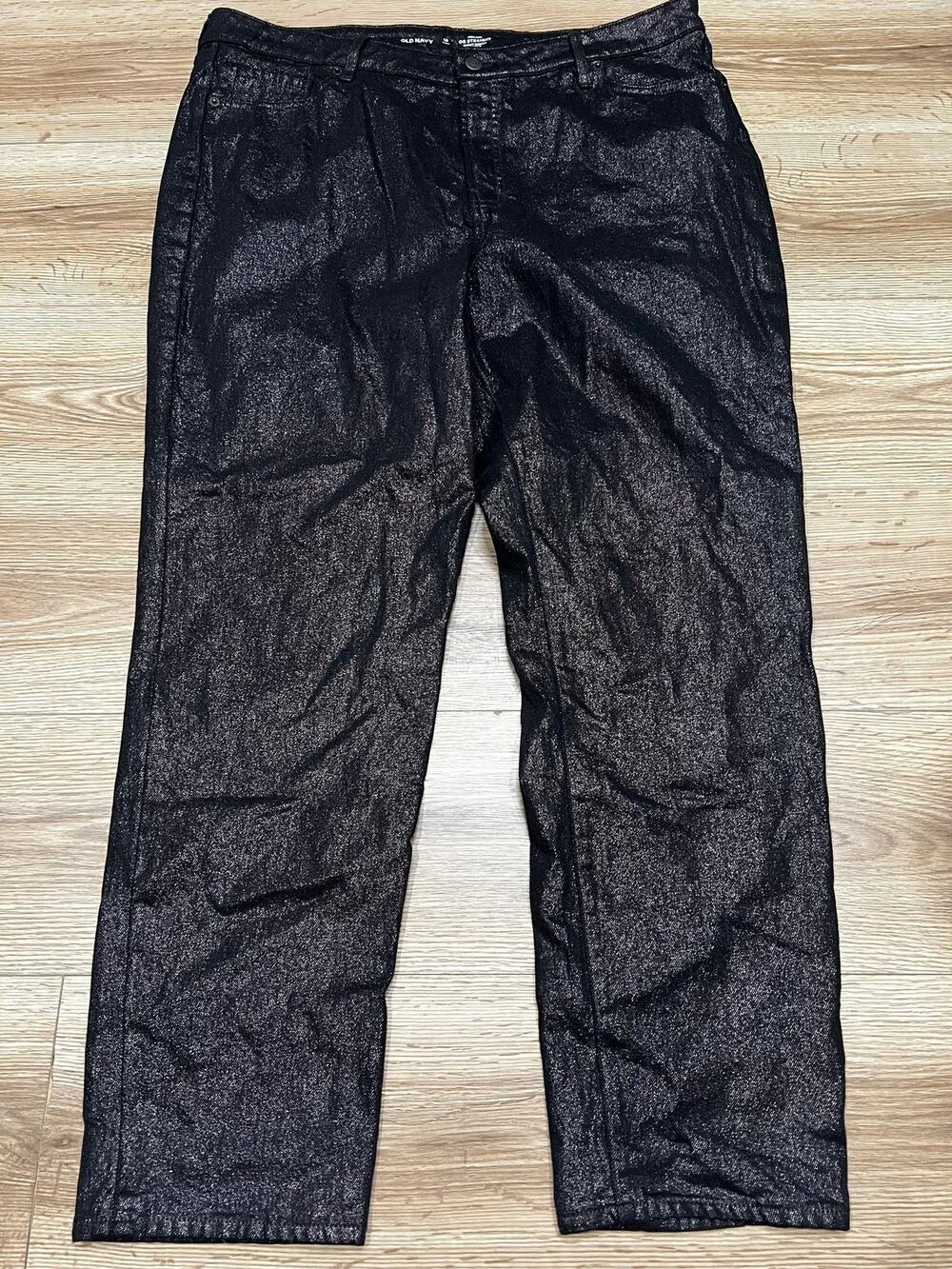 Old Navy Womens Jeans Size 18 Tall Black High Rise OG Straight (A00)